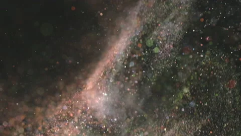 The bright particles floating on the dark background. slow motion Stock Footage 160062249