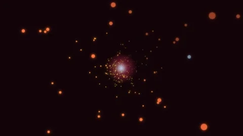 Bright particles move in space creating a light vortex Stock Footage 337377692