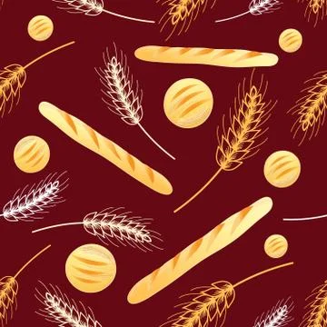 Bright pattern with bread Stock Illustration