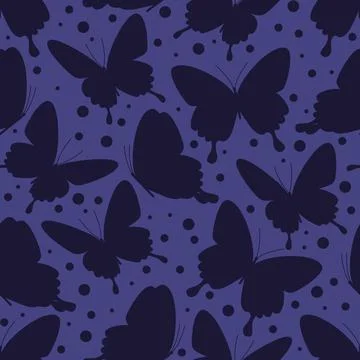 A bright pattern of butterfly silhouettes and dots Stock Illustration