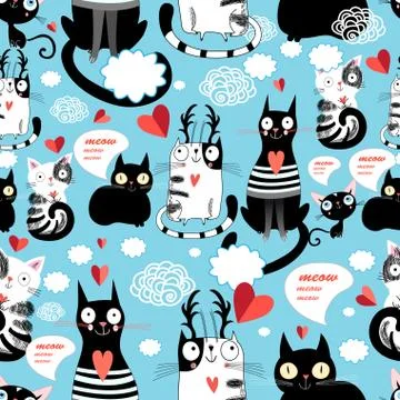 Bright pattern cat lovers Stock Illustration