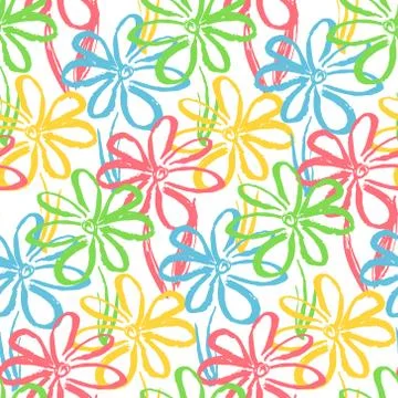 Bright pattern with color chamomile flowers Stock Illustration