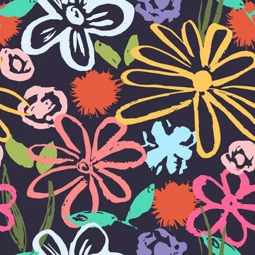 Bright pattern with colorful chamomile flowers Illustrazione stock