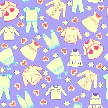 Bright pattern with Colorful cute cartoon cute background Illustrazione stock