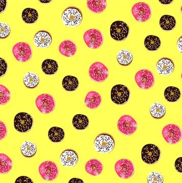Bright pattern of colorful donuts	 Stock Illustration