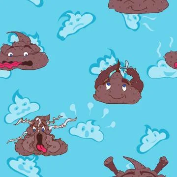 Bright pattern with doodles painted by characters poop Stockillustratie