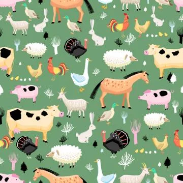 Bright pattern of farm animals Stock Illustration
