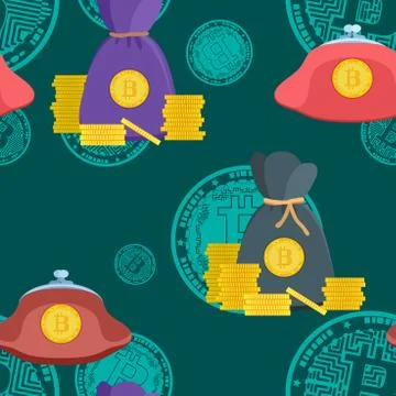 Bright pattern with gold coins digital money stock vector Illustrazione stock