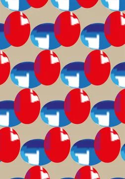 A bright pattern of hand-drawn figures on a light beige background. Illustrazione stock