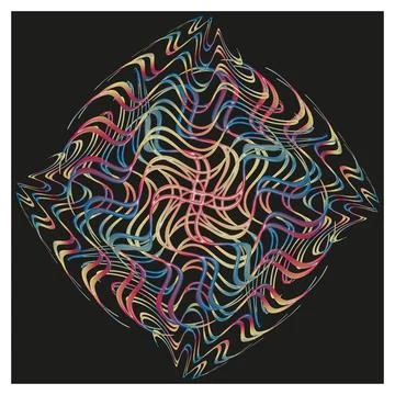 A bright pattern of hand-drawn lines on a black background. 3d. Stock Illustration