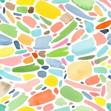 Bright pattern with hand drawn watercolor strokes Stock Illustration