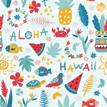 Bright pattern with Hawaii Stock Illustration