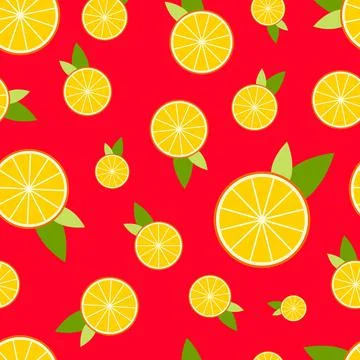 Bright pattern with oranges on a red background Stock-Illustration
