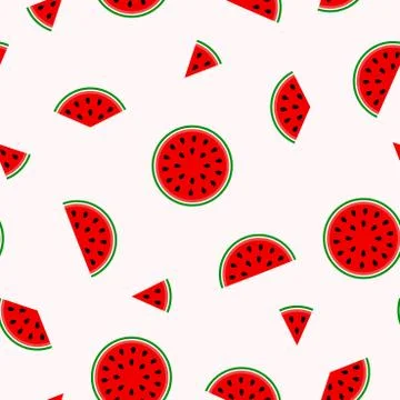 Bright pattern with slices of watermelon - seamless. 库存插图