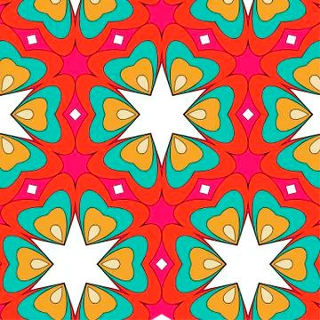 Bright pattern in style of the fifties red, orange and neon Stock-Illustration