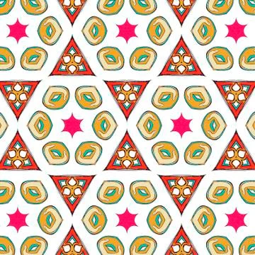 Bright pattern in style of the fifties red, orange and neon Illustrazione stock