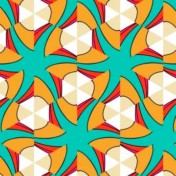 Bright pattern in style of the fifties red, orange and neon Illustrazione stock