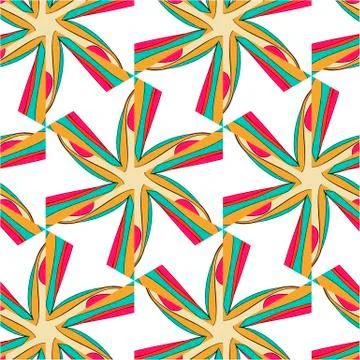 Bright pattern in style of the fifties red, orange and neon Illustrazione stock