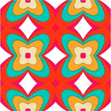 Bright pattern in style of the fifties red, orange and neon Illustrazione stock