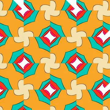 Bright pattern in style of the fifties red, orange and neon Illustrazione stock