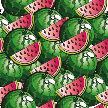 A bright pattern with sweet watermelons. Stock Illustration