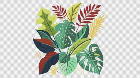 Bright pattern of tropical leaves. Modern summer background Stock Footage 272749798