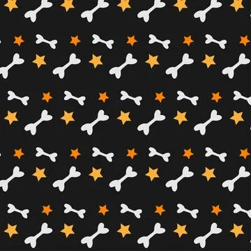Bright pattern of yellow stars and bones, Halloween イラスト素材