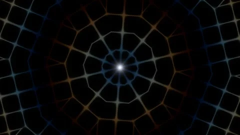 Bright patterns form in a dark space with grid design Stock Footage 337960600