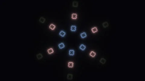 Bright patterns form in a star shape against a dark Stock Footage 338317902