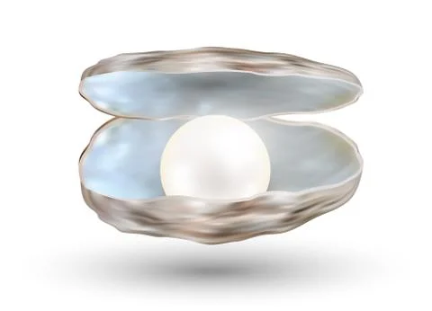 Bright pearl in a opened sea shell Stock Illustration