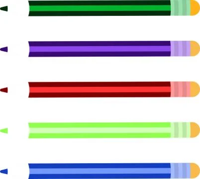 Bright pencils. Flat vector illustration isolated on white background Stock Illustration