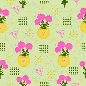 Bright peonies seamless pattern Stock Illustration