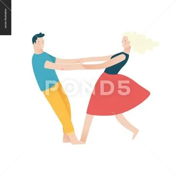Bright people portraits - young couple Stock Illustration
