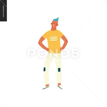 Bright people portraits - young man Stock Illustration