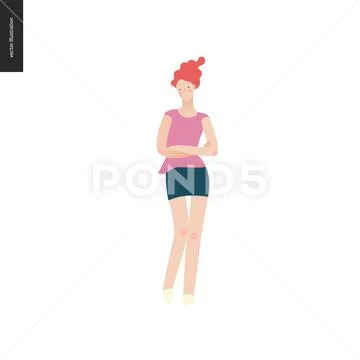 Bright people portraits - young woman Stock Illustration