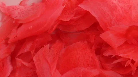 Bright pickled ginger for sushi rolls, rotation in circle. pickled ginger Stock Footage 277339273