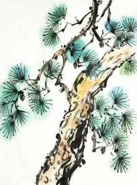 Bright pine tree Stock Illustration