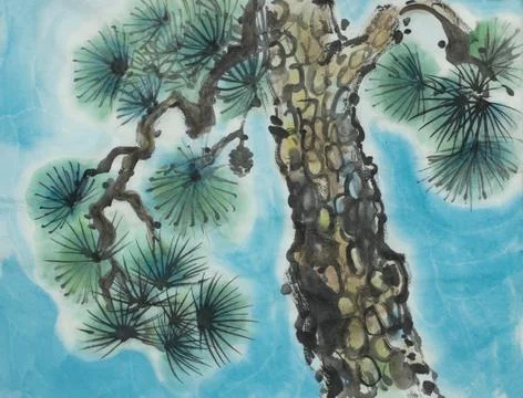 Bright pine tree Stock Illustration