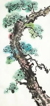 Bright pine tree Stock Illustration