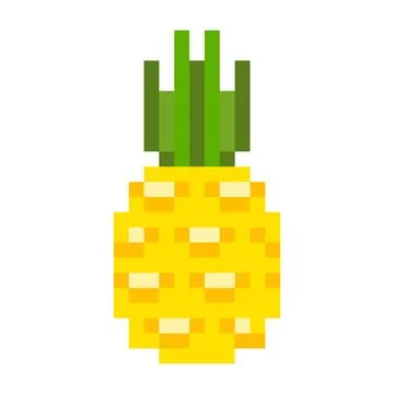 Bright pineapple pixel art icon in retro 8 bit game style Stock Illustration
