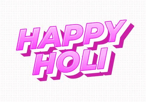 Bright pink 3d text reading happy holi on a white dotted background, festiv.. Stockillustratie