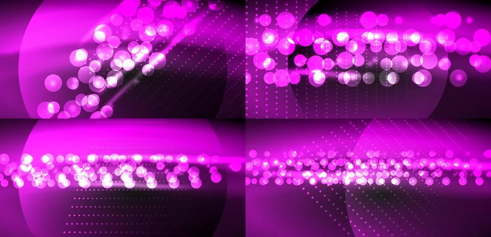 Bright pink abstract background. Bubbles, lines create dynamic visual effect. Stock Illustration
