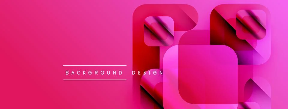 Bright pink abstract background. Overlapping squares create depth, modern Stock Illustration