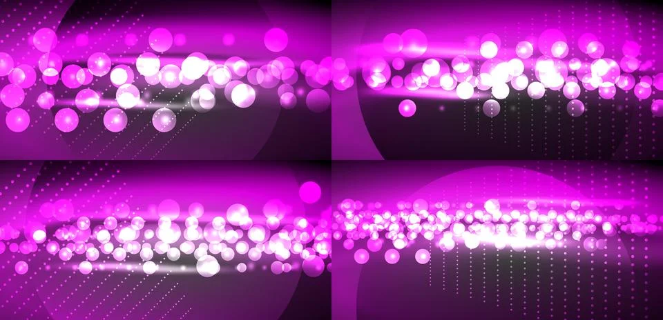 Bright pink abstract backgrounds. Bubbles, lights create dynamic visual effec Stock Illustration