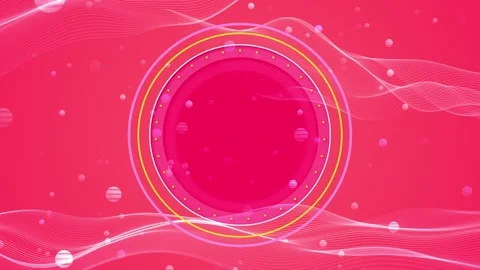 Bright pink abstract circle background flowing white waves, bubbles, dots, moder Stock Footage 340400028