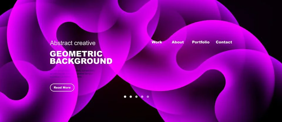 Bright pink abstract waves form dynamic background. Website header includes 스톡 일러스트