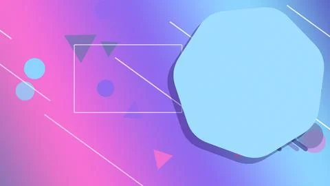 A bright pink and blue gradient supports a large rounded polygon, transluce.. Stock Illustration