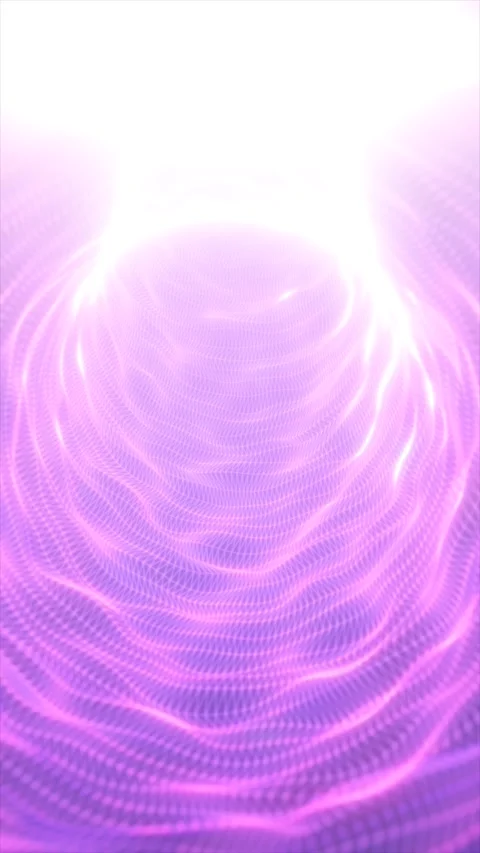 Bright pink and purple wireframe tunnel with glowing mesh waves, white ligh.. Stock Footage 334580683