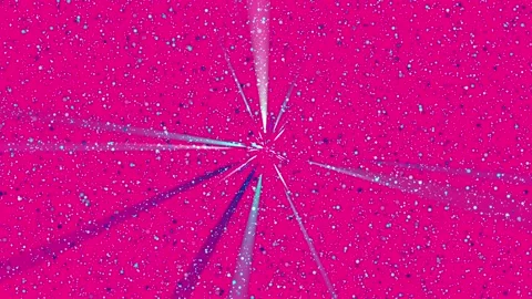 Bright pink background with glowing rays and flying particles Stock Footage 106611956