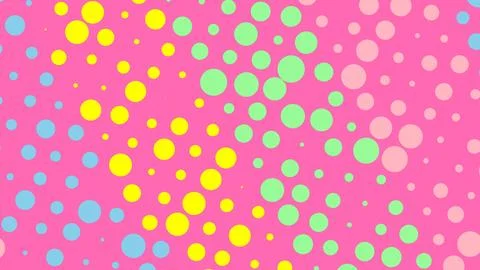 Bright pink background with scattered multicolored circular bokeh dots in yel Stock Illustration